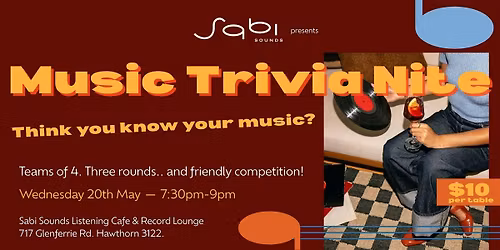 Music Trivia Nite - Sabi Sounds Hawthorn