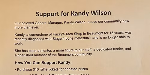 Raffle Drawing for Prizes Benefitting Kandy Wilson