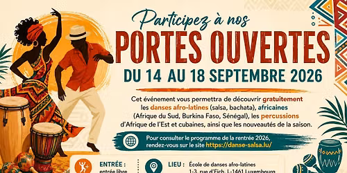 Portes ouvertes du 14 au 18 septembre 2026