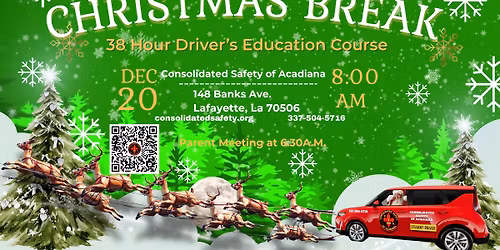 Lafayette Christmas Break Teen Driver's Ed Class Dec 20th