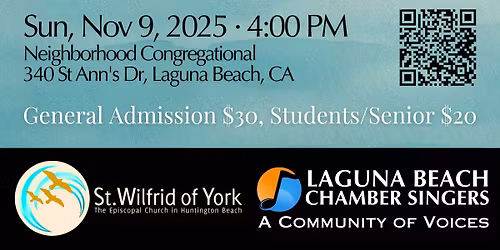 Waters of Comfort \u2014 Laguna Beach Chamber Singers Season Opening Concerts