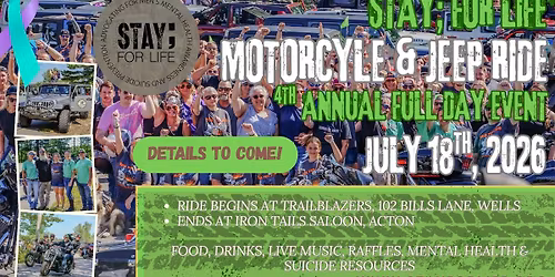 4th Annual Stay; For Life Motorcycle & Jeep Ride and Full Day Event