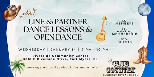 Weekly Line & Partner Dance Lessons & Open Dance!