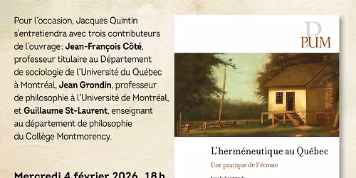 Lancement du livre L'herm\u00e9neutique au Qu\u00e9bec