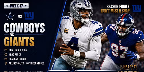 GIANTS VS COWBOYS WATCH PARTY
