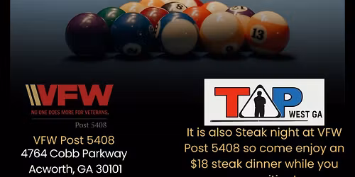 TAP West Ga- Pool League @VFW Post 5408