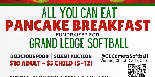 All You Can Eat Pancake Breakfast Fundraiser for GL Softball