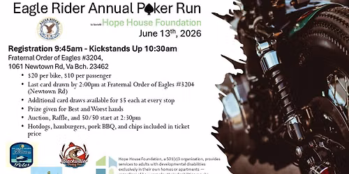  Charity Poker Run - Hope House Foundation