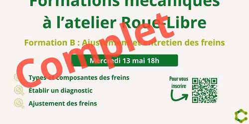 Formation B : Ajustement et entretien des freins - 13 mai 18h