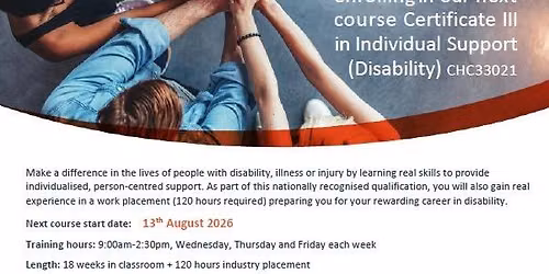 Certificate III Individual Support (Disability)