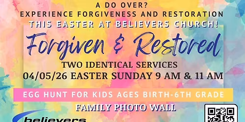Easter at Believers + Egg Hunt for kids up to 6th grade