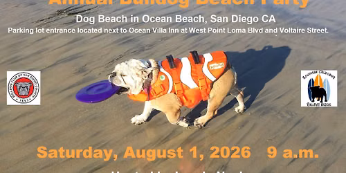 Annual Bulldog Beach Party - Saturday, August 1, 2026 at 9 a.m.