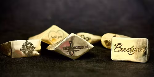 Sand Casting Level 2 - Laser Engraved Brass Signet Rings (2 Part Class)
