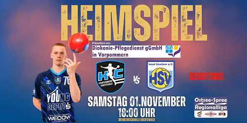 Handball Regionalliga DERBY: HC Vorpommern-Greifswald gegen HSV Insel Usedom (7.Spieltag)