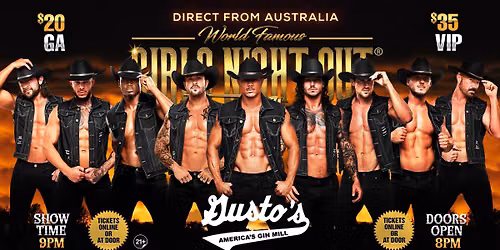 Nov 14th: Barre, VT - GIRLS NIGHT OUT AUSTRALIAN TAKEOVER at Gusto's