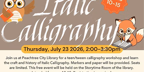 Teen\/Tween Calligraphy Workshop