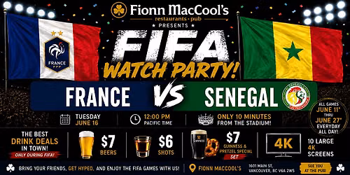 FIFA World Cup Watch Party \u2013 June 16 | France vs Senegal