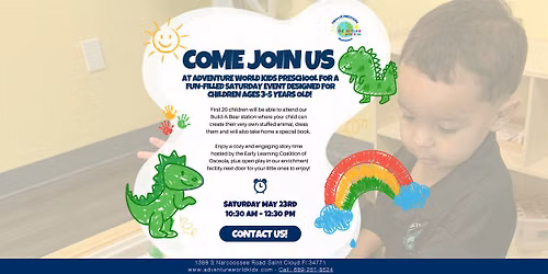 Come join us at Adventure World Kids Preschool for a fun-filled Saturday!