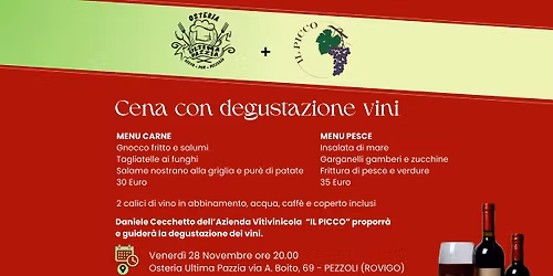 Cena con degustazione vini