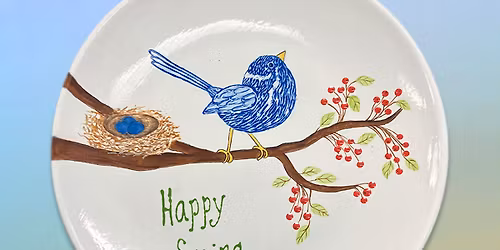 Cheerful Blue Bird Plate