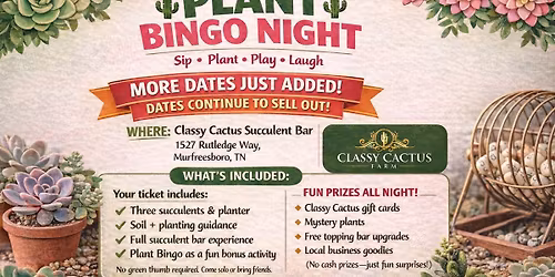 Plant Bingo with Classy Cactus Succulent Bar