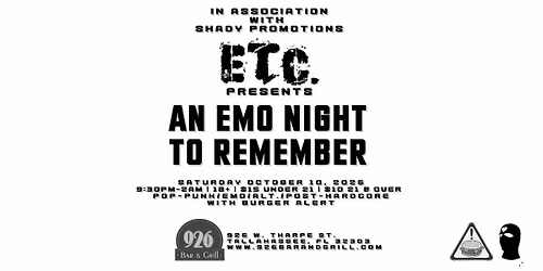 ETC. AN EMO NIGHT TO REMEMBER!  OCT 10TH