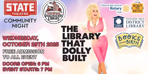 THE LIBRARY THAT DOLLY BUILT - WED. OCT 29TH @ 7 PM - FREE EVENT COMMUNITY NIGHT w\/ TADL+