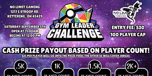Pokemon TCG Gym Leader Challenge Cash Tournament at No Limit Gaming