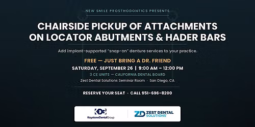 Chairside Pickup of Attachments on Locator Abutments & Hader Bars