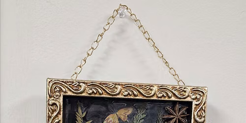 Midnight Moon Resin art with pressed  greenery - Bloomin' Cottage