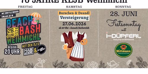 \ud83c\udf89 Gr\u00fcndungsfest Kljb Weihmichl 26.\u201328. Juni 2026 \/ Festwochenende \ud83c\udf89