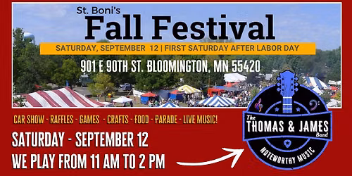 Sept. 12 - Fall Festival at St. Boni's Church
