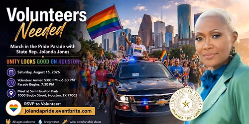 Volunteers Needed: March in the Pride Parade with State Rep. Jolanda Jones