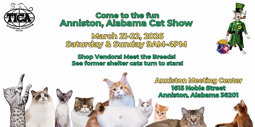 Come visit the FUN Anniston Cat Show & Adoption Event!