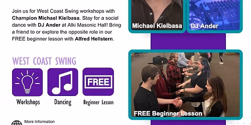 Seattle West Coast Swing Workshops with Champion Michael Kielbasa and Social Dance with DJ Ander