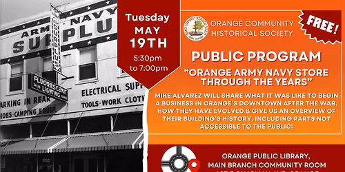 OCHS FREE \u201cOrange Army Navy Store through the Years\u201d