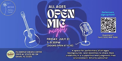 Open Mic Night at Filomena's Bean Coffee!