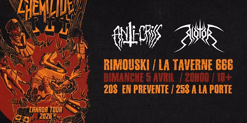 Chemicide\/Anti-Criss\/Riotor\/\/5 avril 2026 @ La Taverne 666