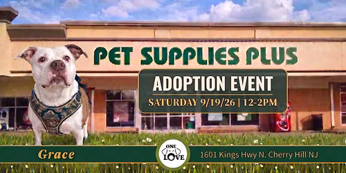 ONE LOVE ANIMAL RESCUE ADOPTION EVENT 9\/19\/26 12-2 AT PET SUPPLIES PLUS CHERRY HILL NJ