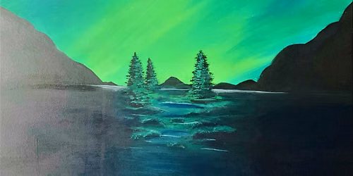 Vibrant Emerald Aurora paint and sip painting event