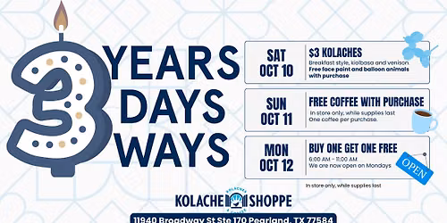 Kolache Shoppe Pearland Anniversary Celebration!!!