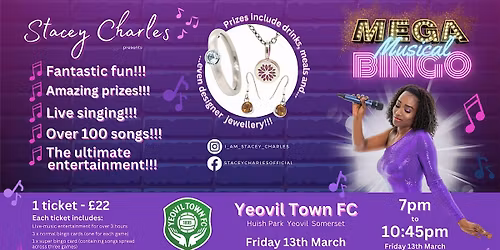\u2b50MEGA\u2b50 Musical Bingo at the Yeovil Town FC (Somerset)