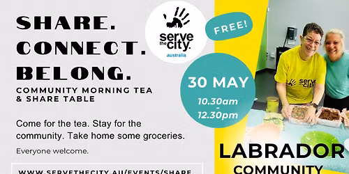 Community Morning Tea, Volunteering & Free Grocery Share Table