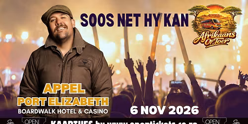 Afrikaans op Toer - Appel in PE - 6 Nov 2026 - Soos Net Hy Kan
