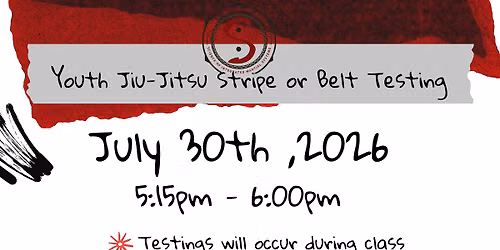 Youth Stripe or Belt Testing