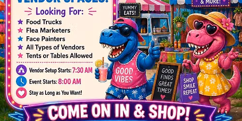 🦖💜💙 TREX TREASURE MARKET – JUNE 27 VENDOR EVENT! 💙💜🦖