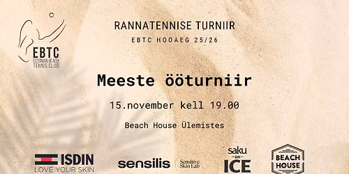 EBTC Meeste \u00d6\u00d6TURNIIR uus kuup\u00e4ev 15.11