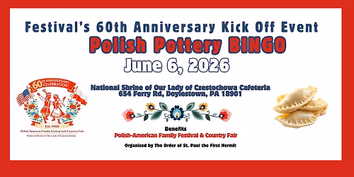 Polish Pottery Bingo - 60th Anniversary Festival Kickoff Event