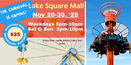 The Carnival is coming to Lake Square Mall 