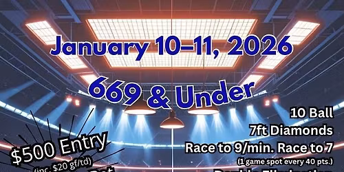 669 & Under - 10 Ball - 7ft Diamonds @ Bull Shooters 